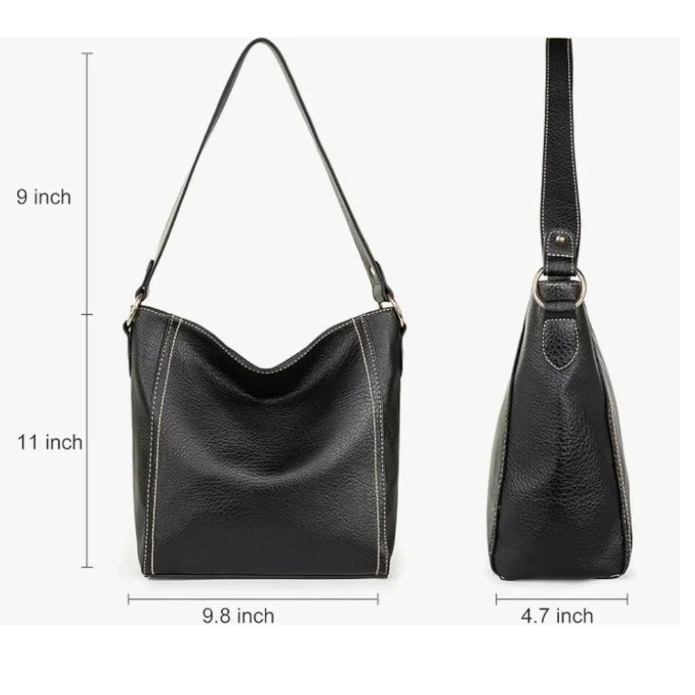 Montana West Hobo Bag Women Vegan Leather Pebbled Black  Zip Closure ‎ Purse